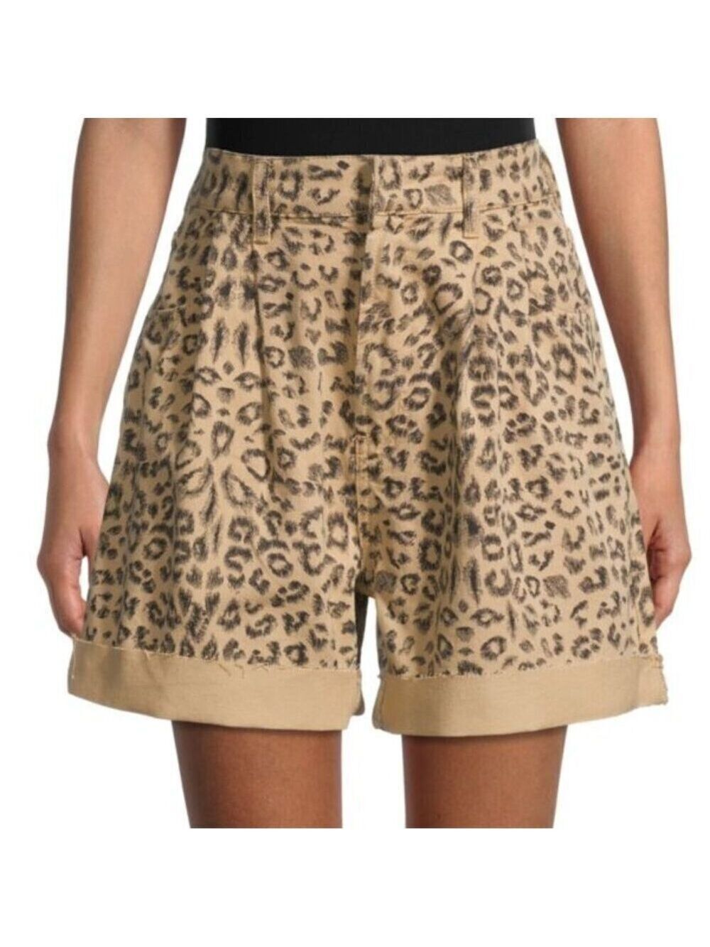Free People We the Free Dogtown High-Waisted Cheetah Print Denim Shorts Size 24